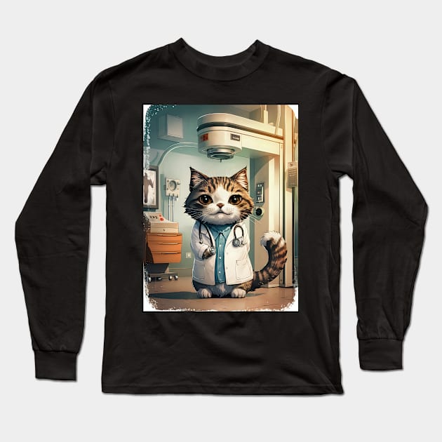 Cute radiologist cat Long Sleeve T-Shirt by Spaceboyishere